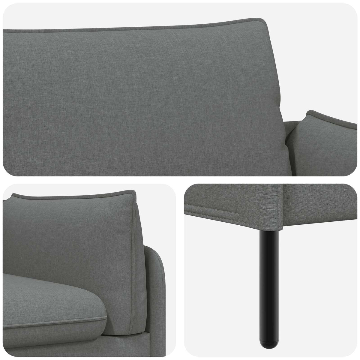 vidaXL Sofa 3-osobowa ciemnoszary 222 x 81 x 89 cm tkanina