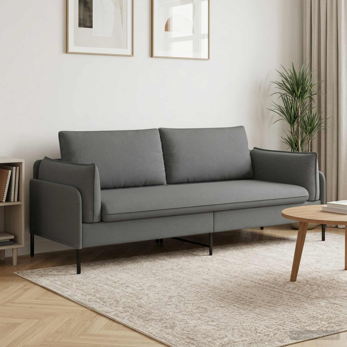 vidaXL Sofa 3-osobowa ciemnoszary 222 x 81 x 89 cm tkanina