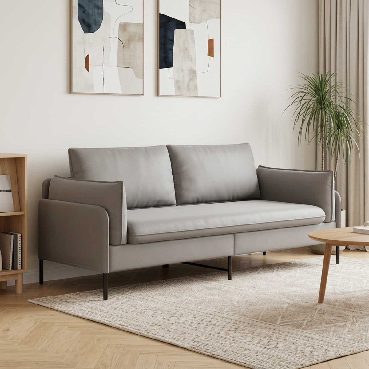vidaXL Sofa 3-osobowa jasnoszary 222 x 81 x 89 cm Welur
