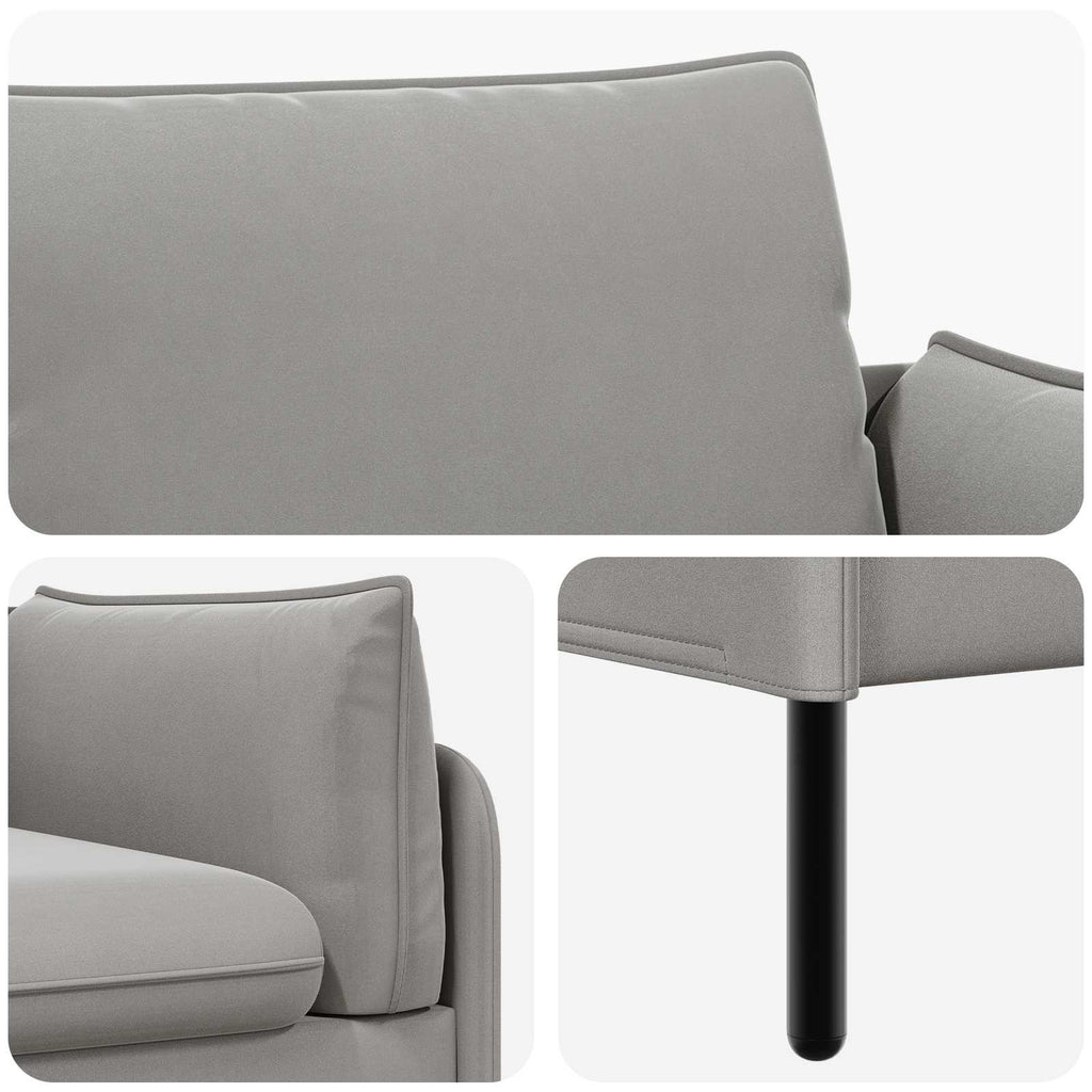 vidaXL Sofa 3-osobowa jasnoszary 222 x 81 x 89 cm Welur