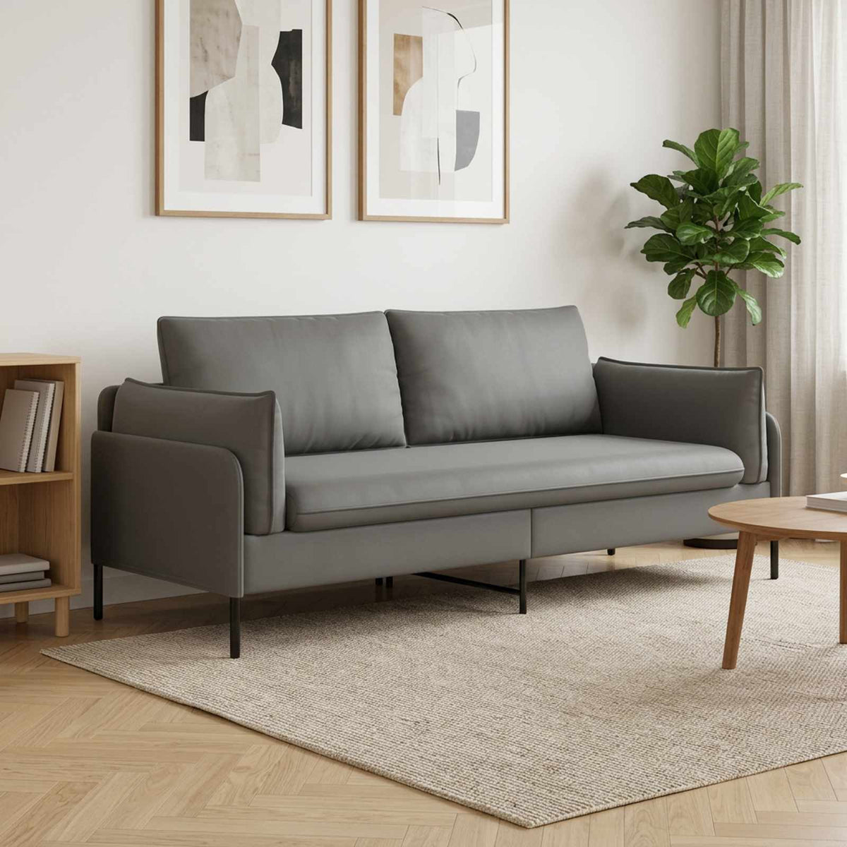 vidaXL Sofa 3-osobowa 3-osobowy ciemnoszary 222 x 81 x 89 cm Welur