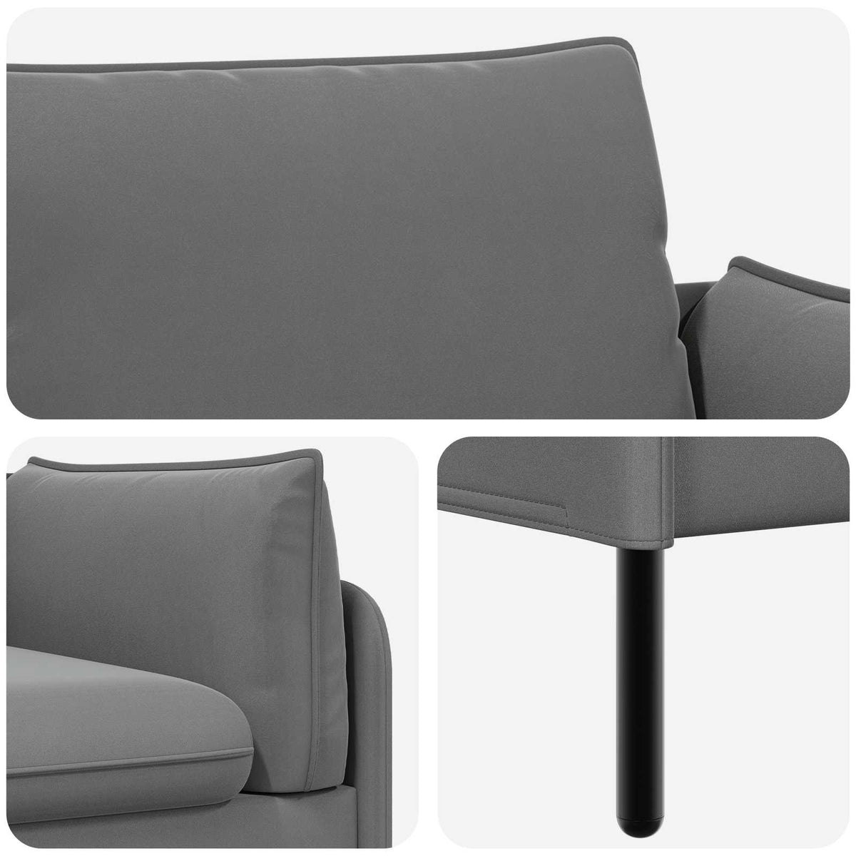 vidaXL Sofa 3-osobowa 3-osobowy ciemnoszary 222 x 81 x 89 cm Welur