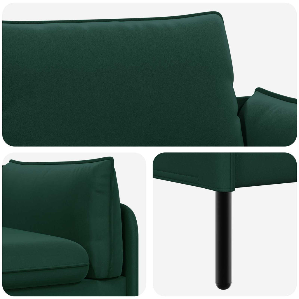 vidaXL Sofa 3-osobowa Ciemnozielony 222 x 81 x 89 cm Welur