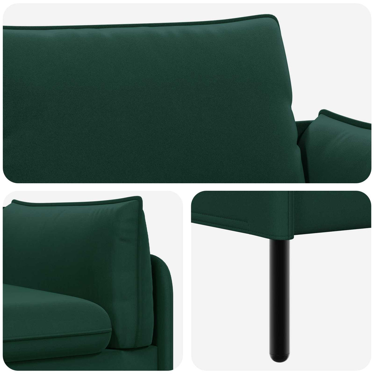 vidaXL Sofa 3-osobowa Ciemnozielony 222 x 81 x 89 cm Welur