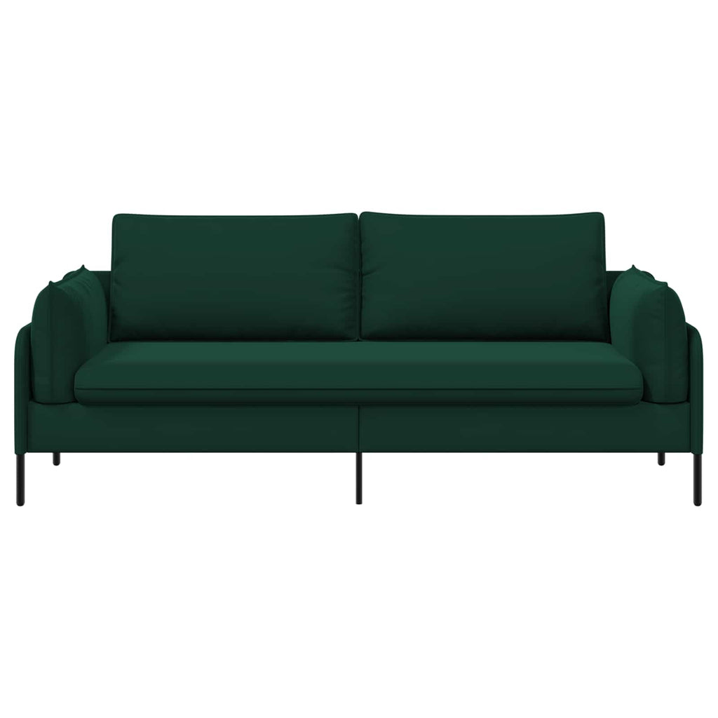 vidaXL Sofa 3-osobowa Ciemnozielony 222 x 81 x 89 cm Welur