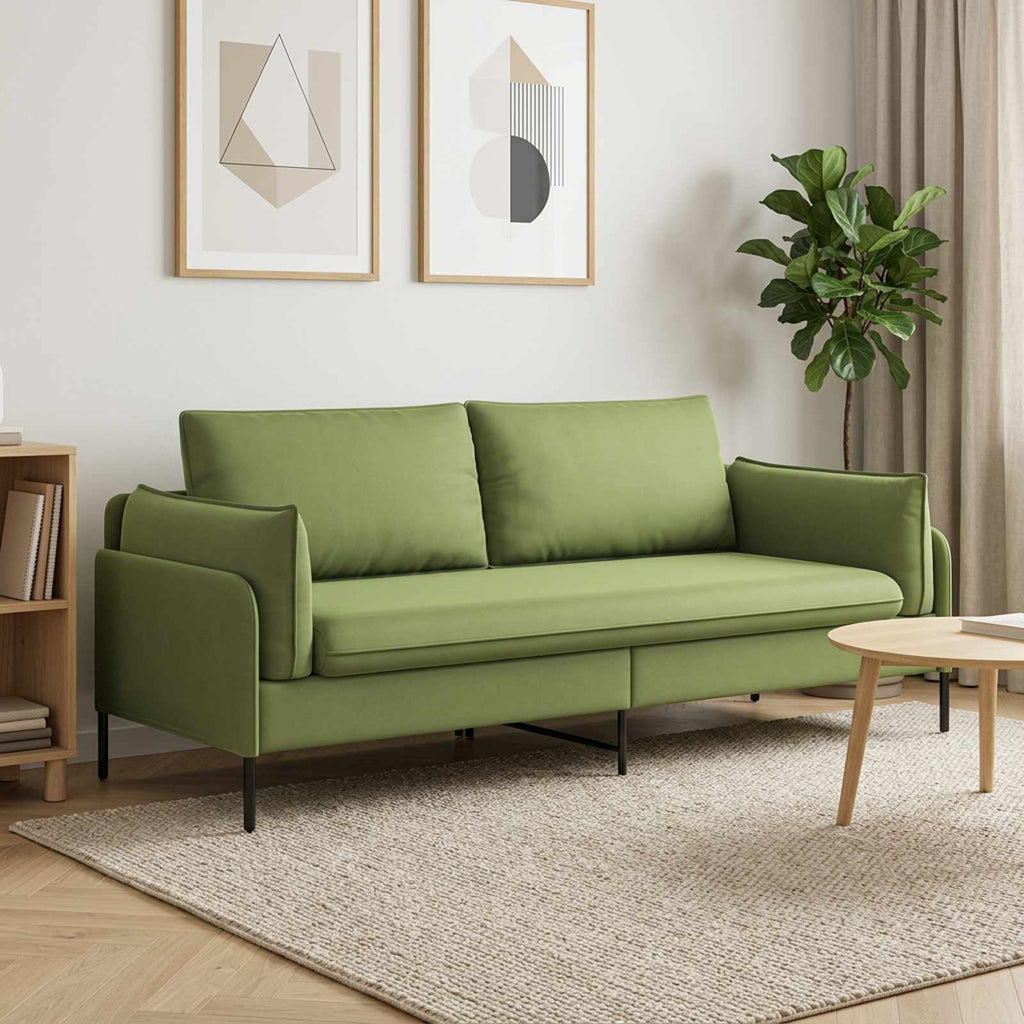 vidaXL Sofa 3-osobowa 3-osobowy Jasnozielony 222 x 81 x 89 cm Welur