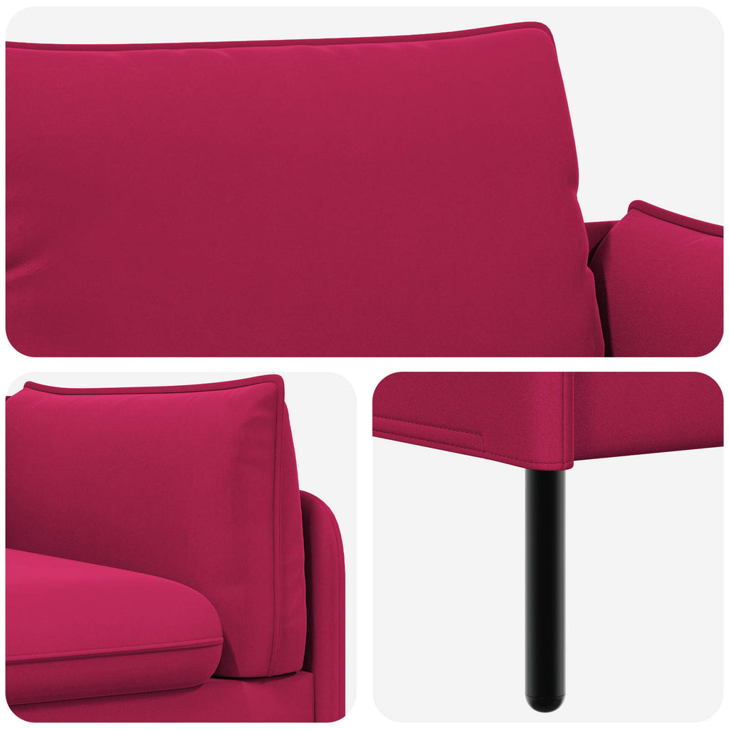 vidaXL Sofa 3-osobowa 3-osobowy Czerwone wino 222 x 81 x 89 cm Welur