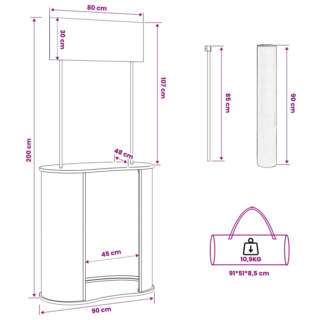 vidaXL Lada targowa Czarny i Biały 90 x 48 x 200 cm