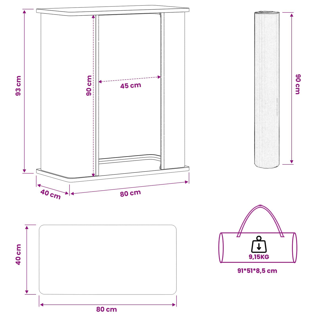 vidaXL Lada targowa Czarny i Biały 80 x 40 x 93 cm