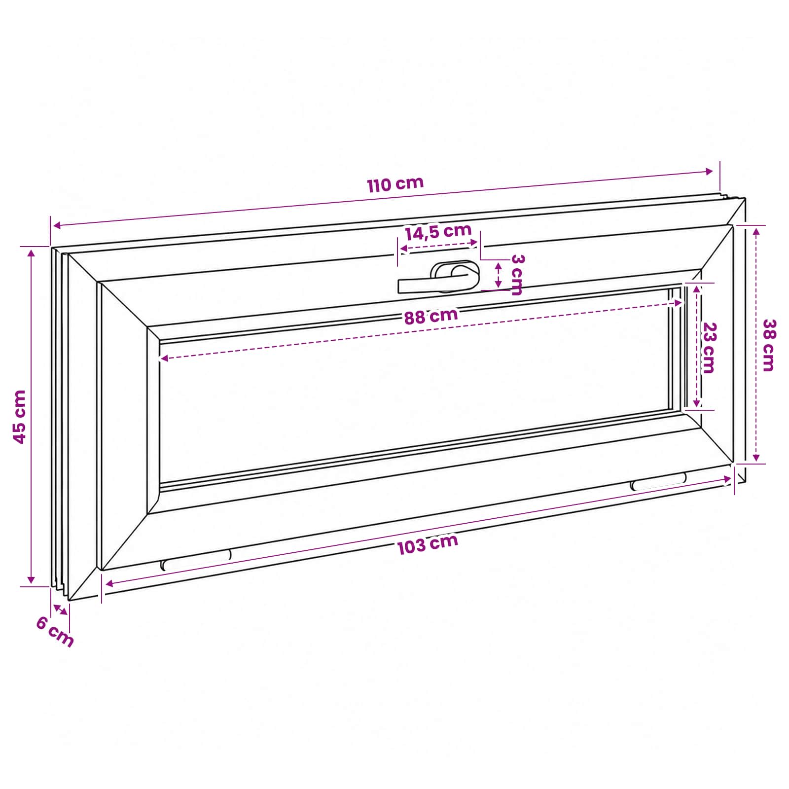 vidaXL Biała wewnętrzna kolor okna piwnicznego RISOR 110 x 45 cm