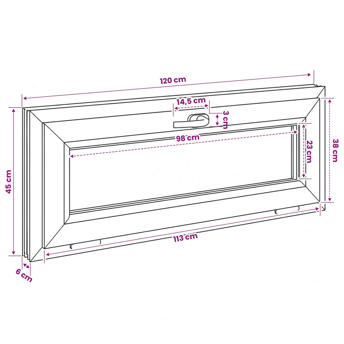 vidaXL Biała wewnętrzna kolor okna piwnicznego RISOR 120 x 45 cm