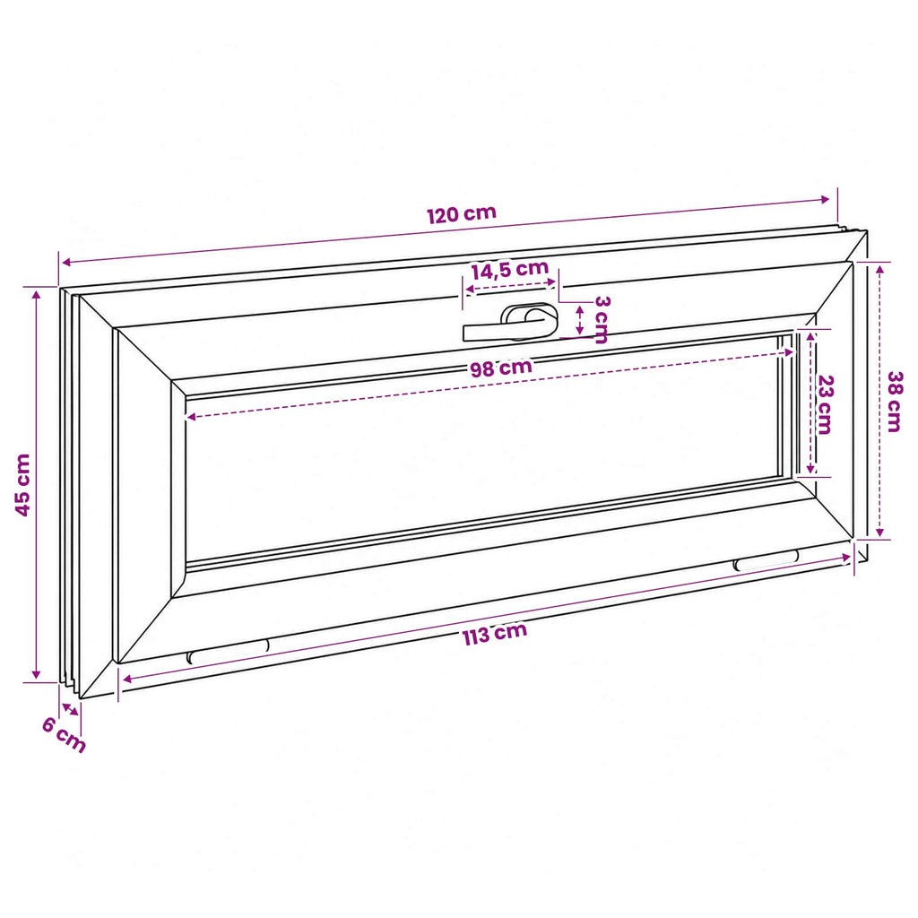 vidaXL Biała wewnętrzna kolor okna piwnicznego RISOR 120 x 45 cm