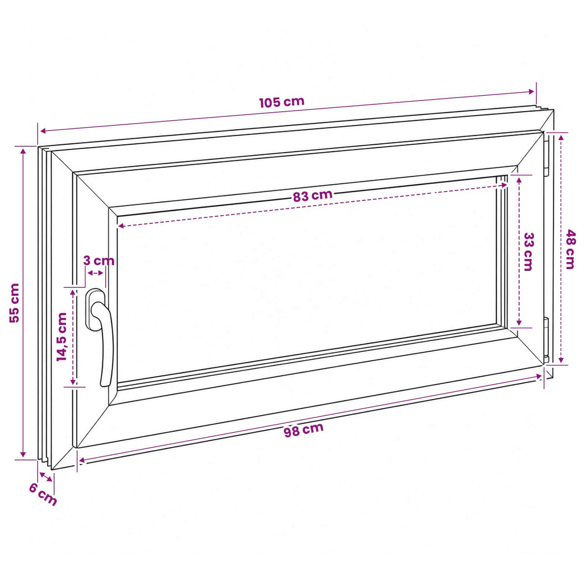 vidaXL Biała wewnętrzna kolor okna piwnicznego RISOR 105 x 55 cm