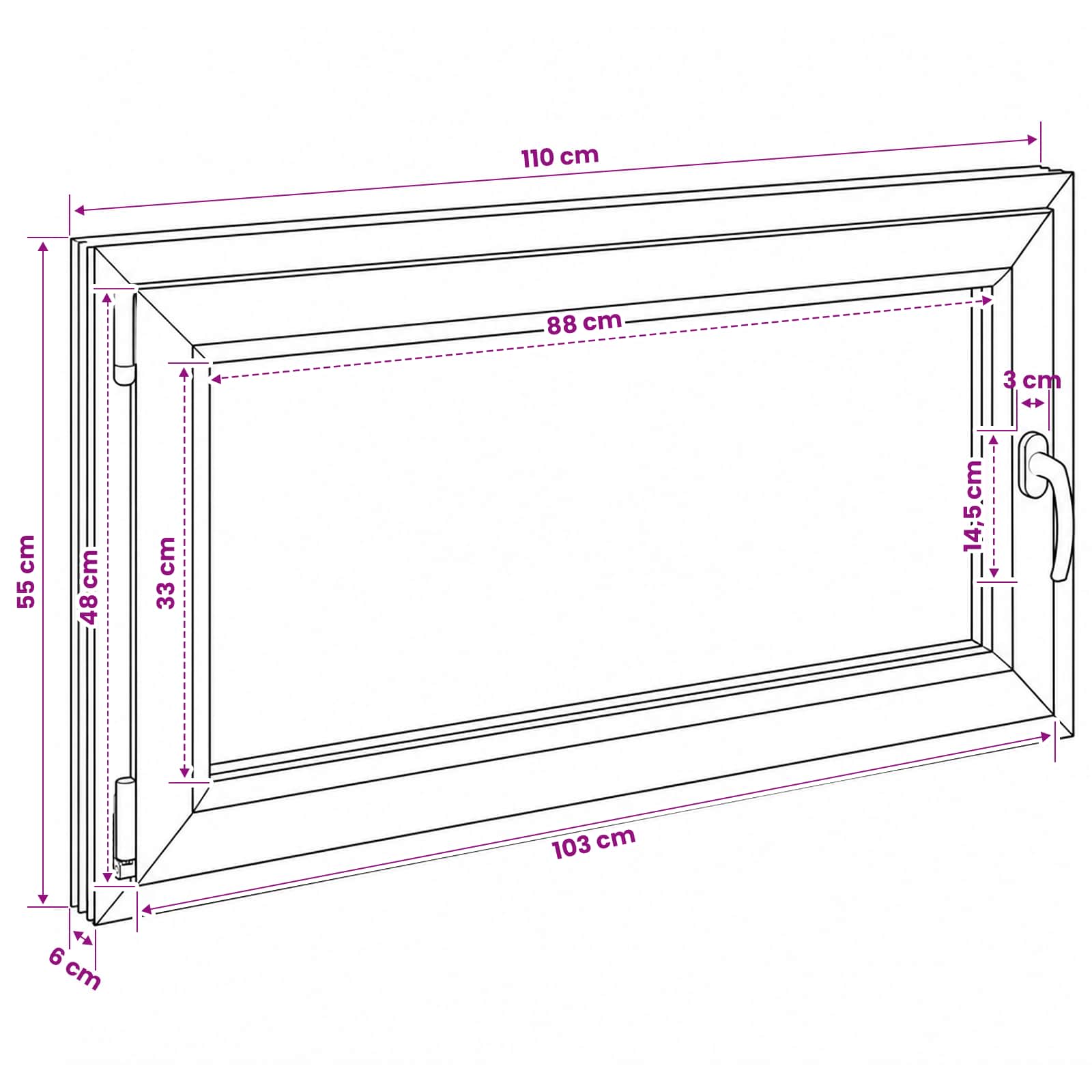 vidaXL Biała wewnętrzna kolor okna piwnicznego RISOR 110 x 55 cm