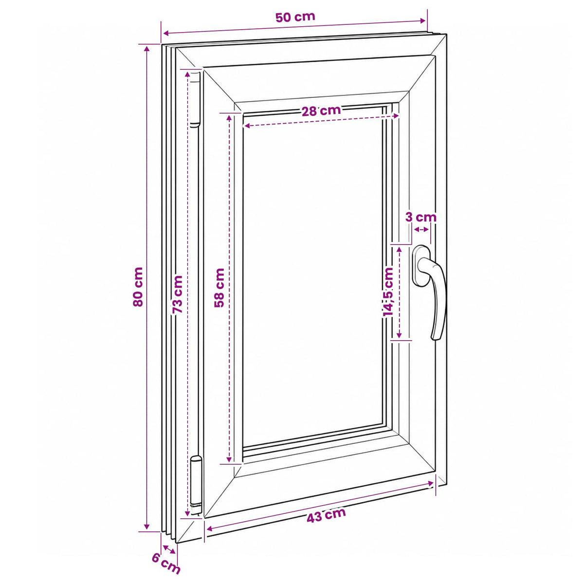 vidaXL Biała wewnętrzna kolor okna piwnicznego RISOR 50 x 80 cm