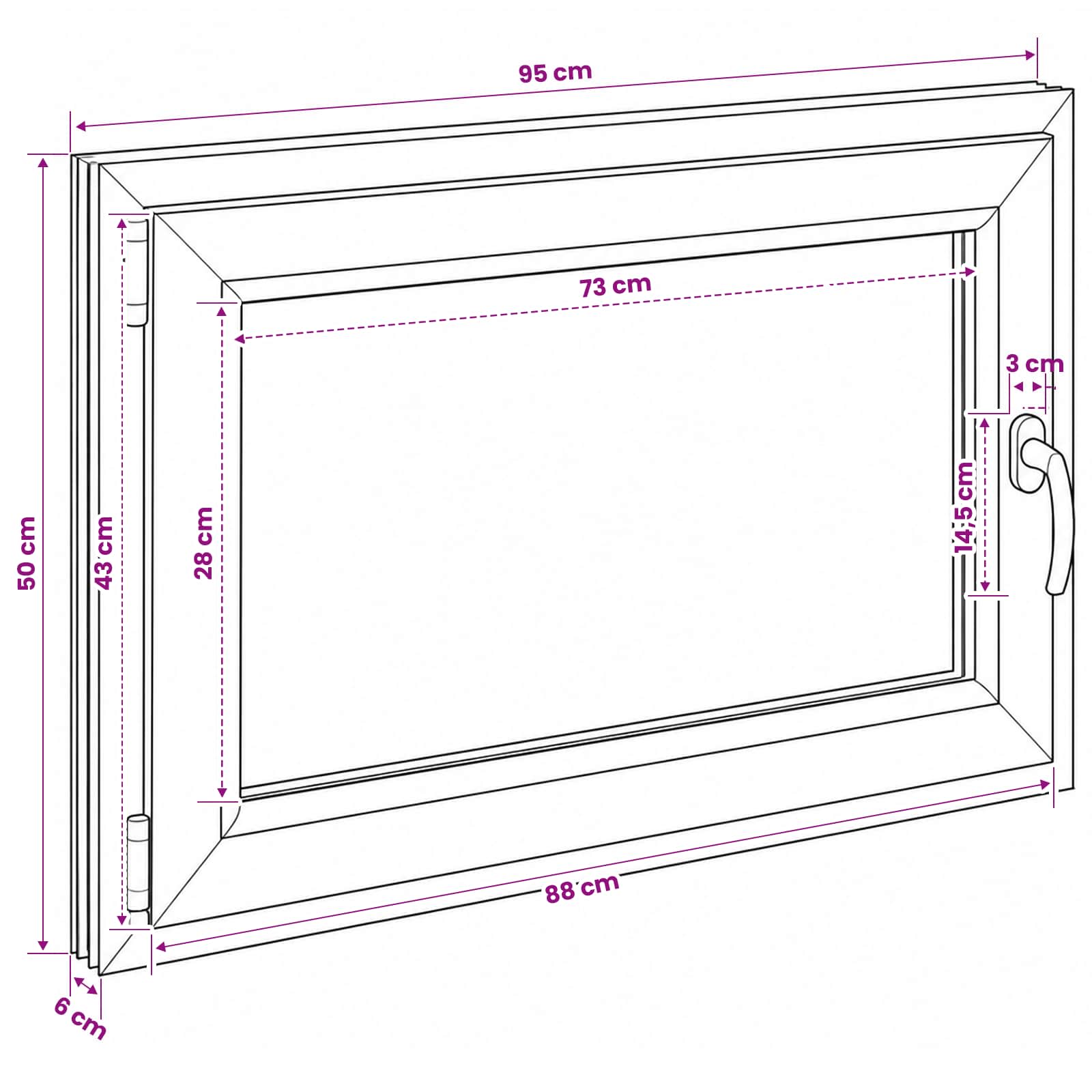 vidaXL Okno piwniczne RISOR 95 x 50 cm PVC i przezroczyste szkło