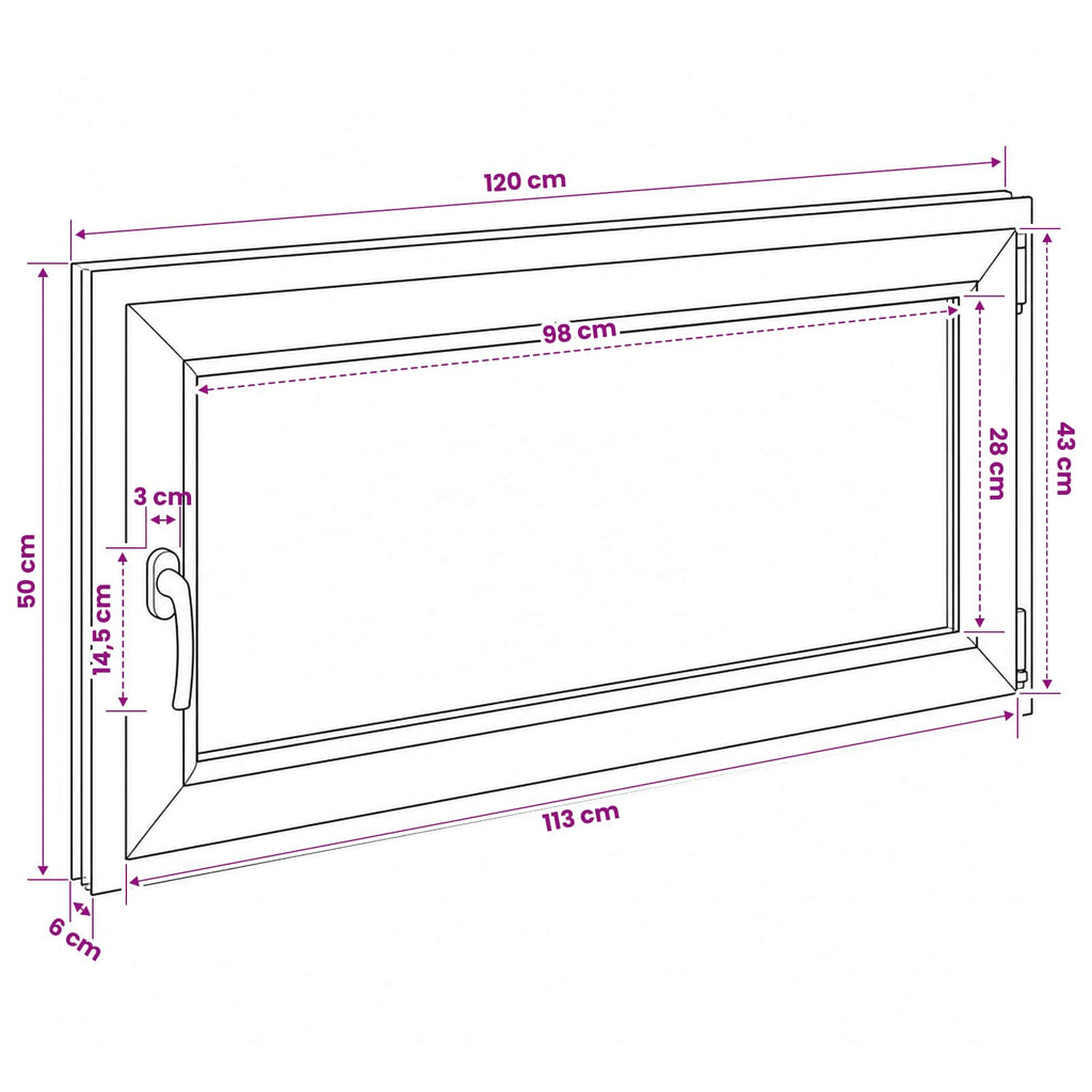 vidaXL Biała wewnętrzna kolor okna piwnicznego RISOR 120 x 50 cm