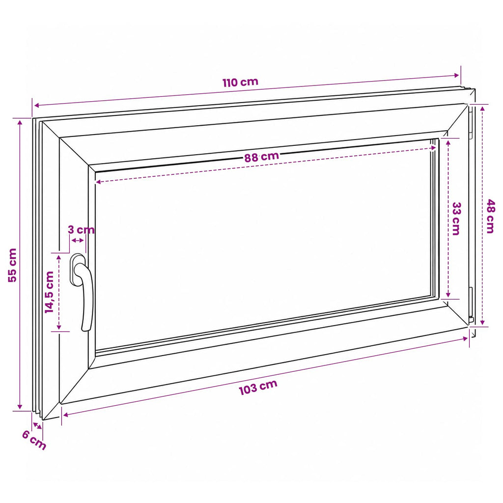 vidaXL Biała wewnętrzna kolor okna piwnicznego RISOR 110 x 55 cm