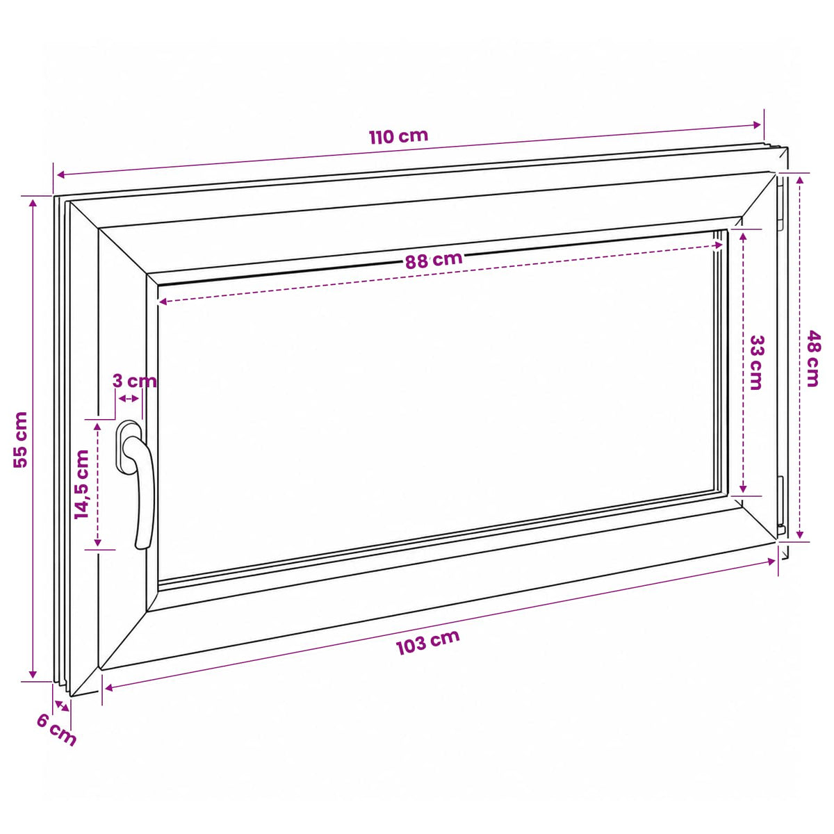 vidaXL Biała wewnętrzna kolor okna piwnicznego RISOR 110 x 55 cm