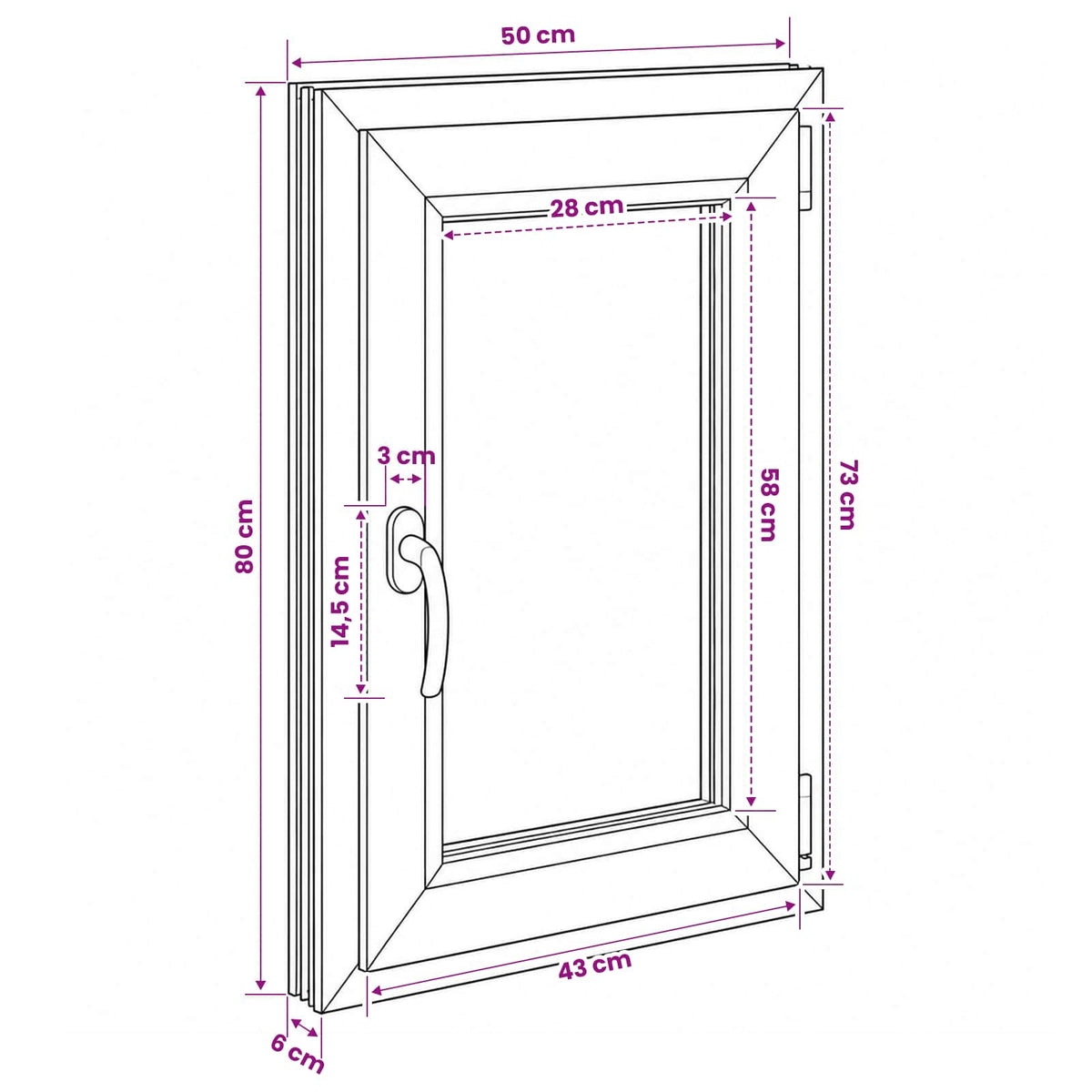 vidaXL Biała wewnętrzna kolor okna piwnicznego RISOR 50 x 80 cm
