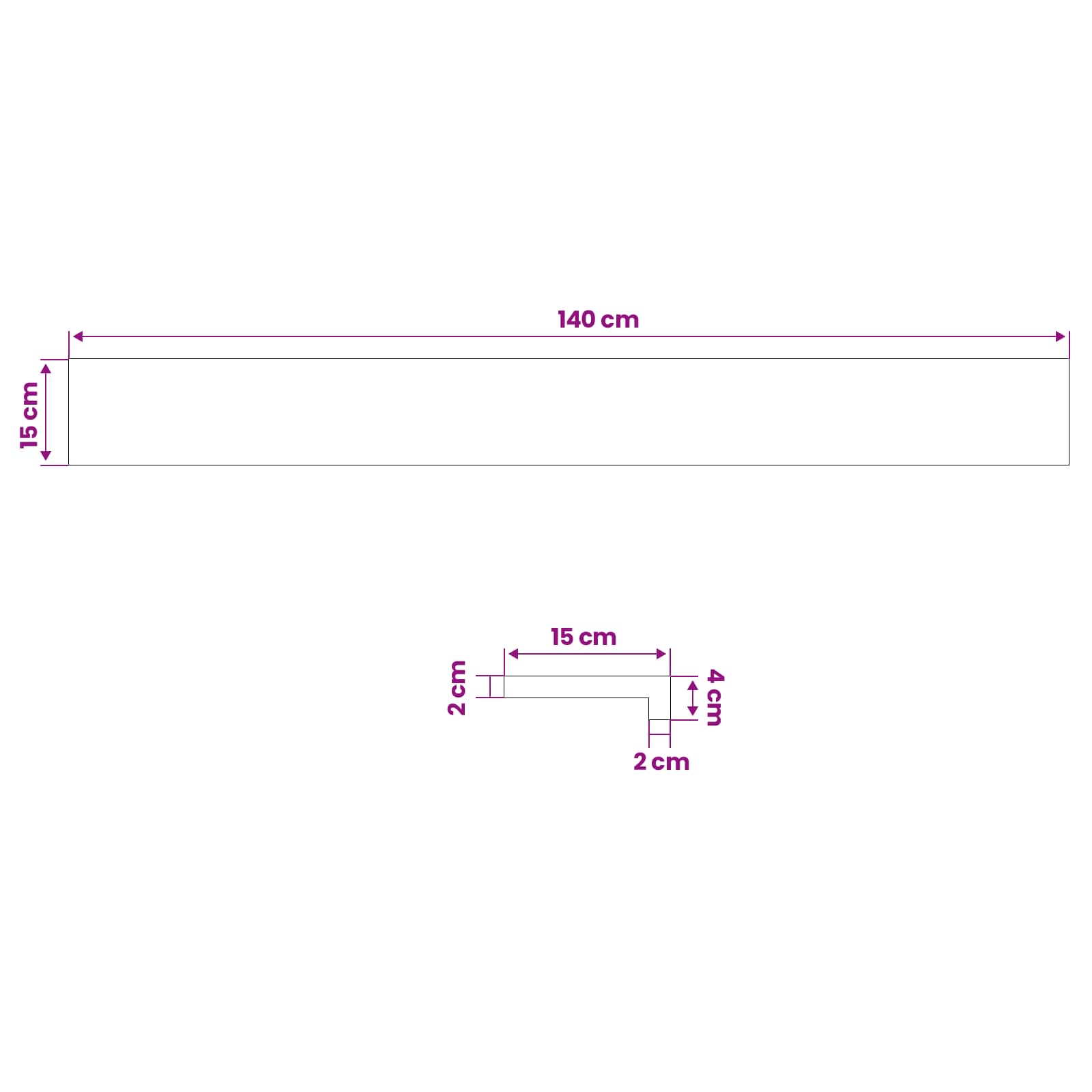 vidaXL Parapety 2 szt. Biały 140 x 15 x 2 cm Dąb lite