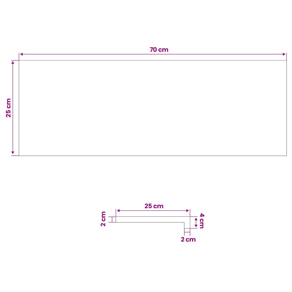vidaXL Parapety 2 szt. Biały 70 x 25 x 2 cm Dąb lite