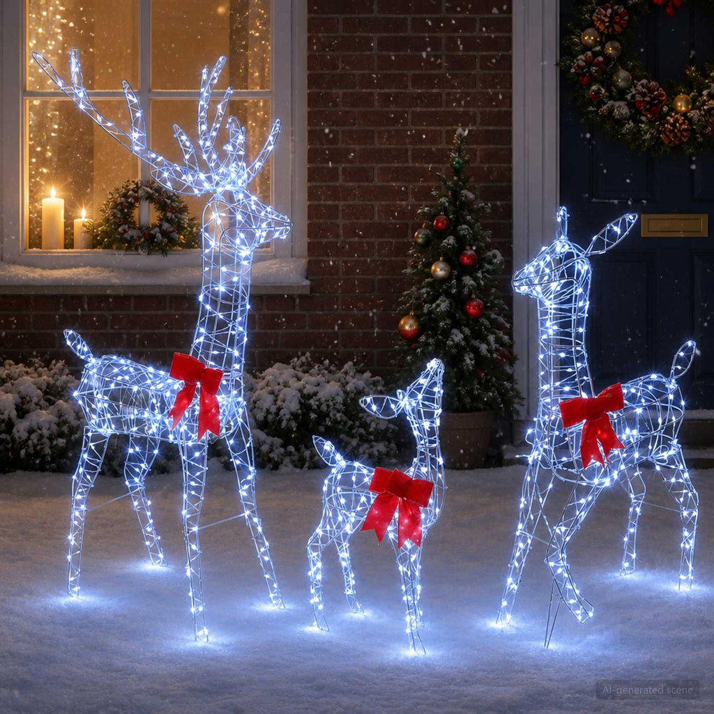 vidaXL Świąteczna rodzina reniferów LED 700 LED Zimna biel