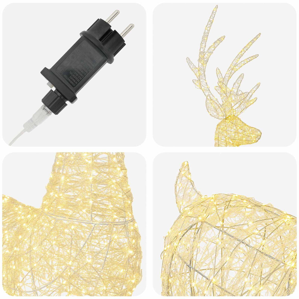 vidaXL Renifer świąteczny LED (motyw świetlny) 1000 LED Ciepła biel