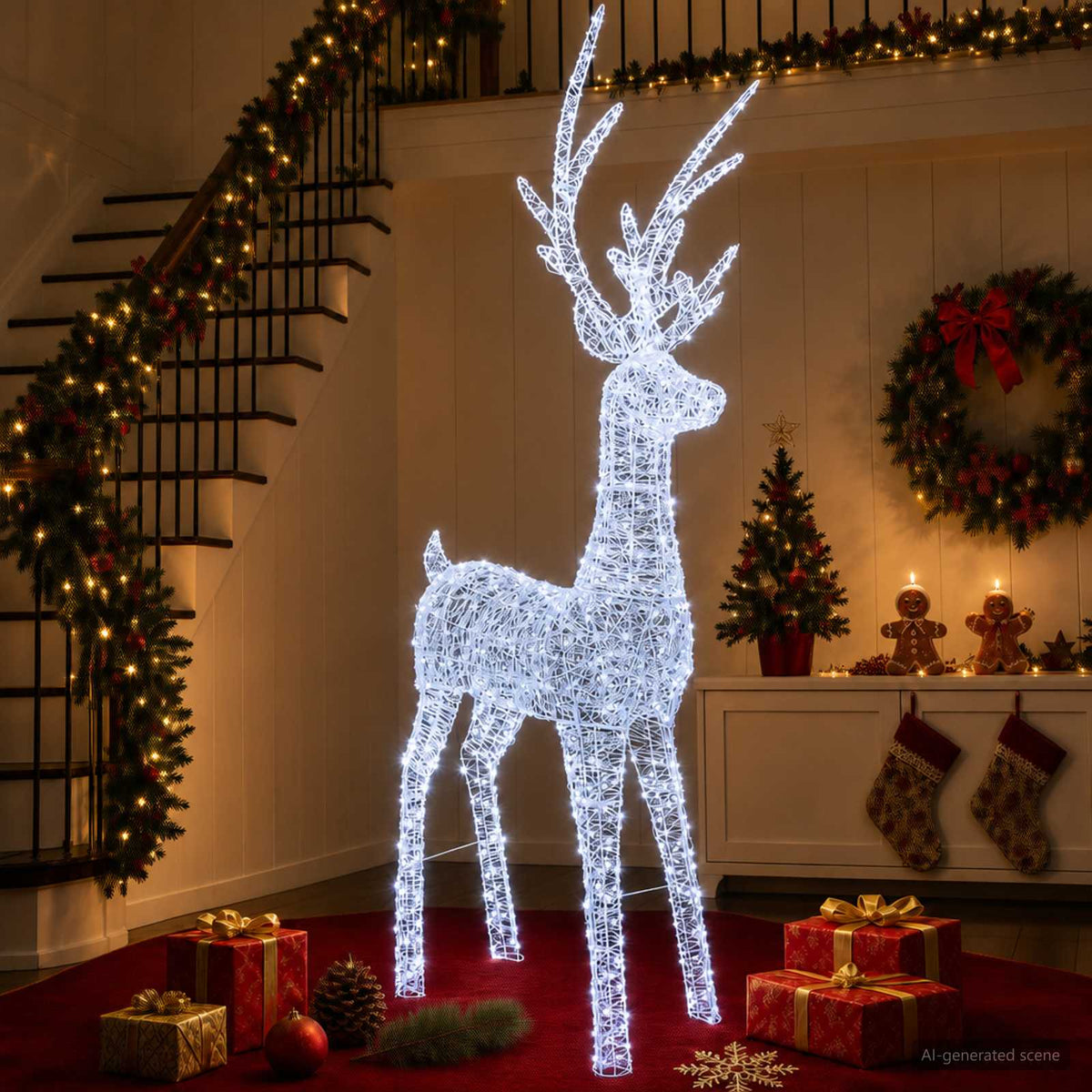 vidaXL Renifer świąteczny LED (motyw świetlny) 1000 LED Zimna biel