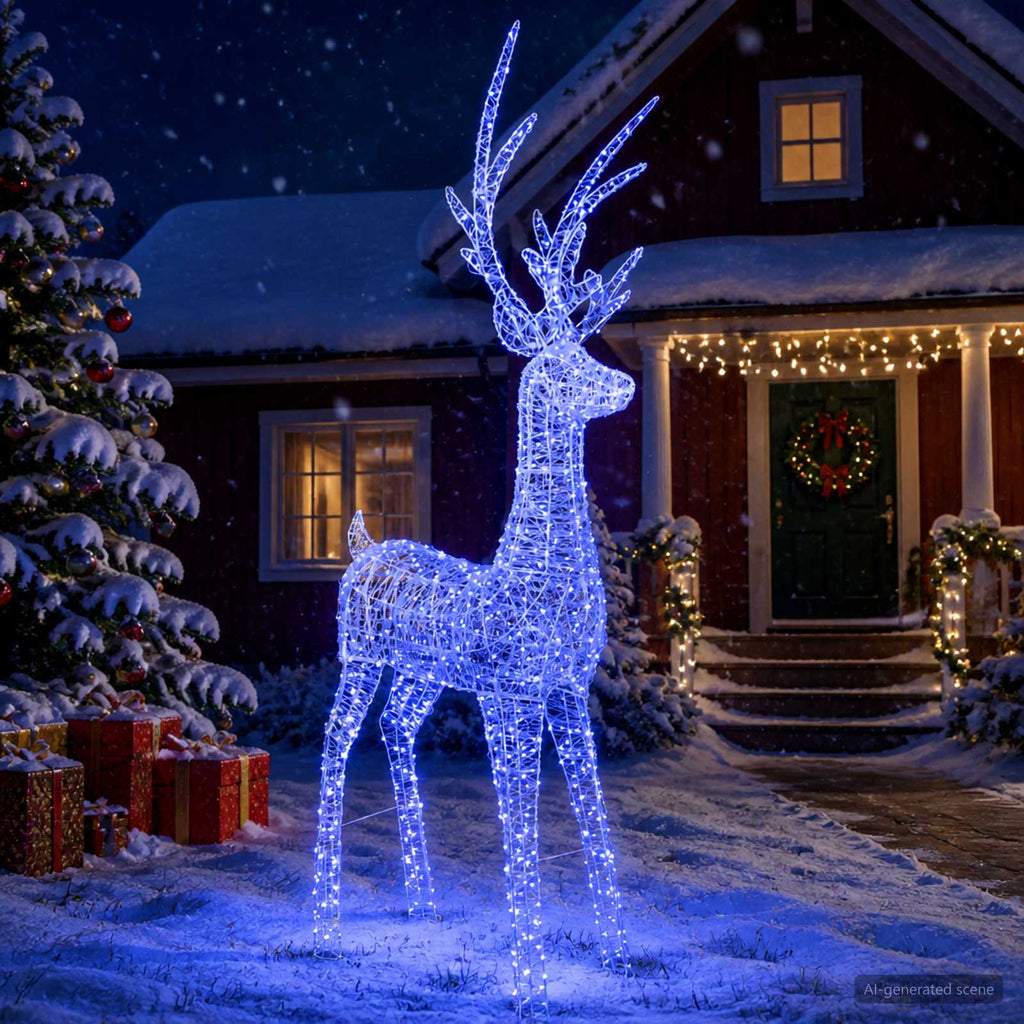 vidaXL Renifer świąteczny LED (motyw świetlny) 1000 LED Niebieski