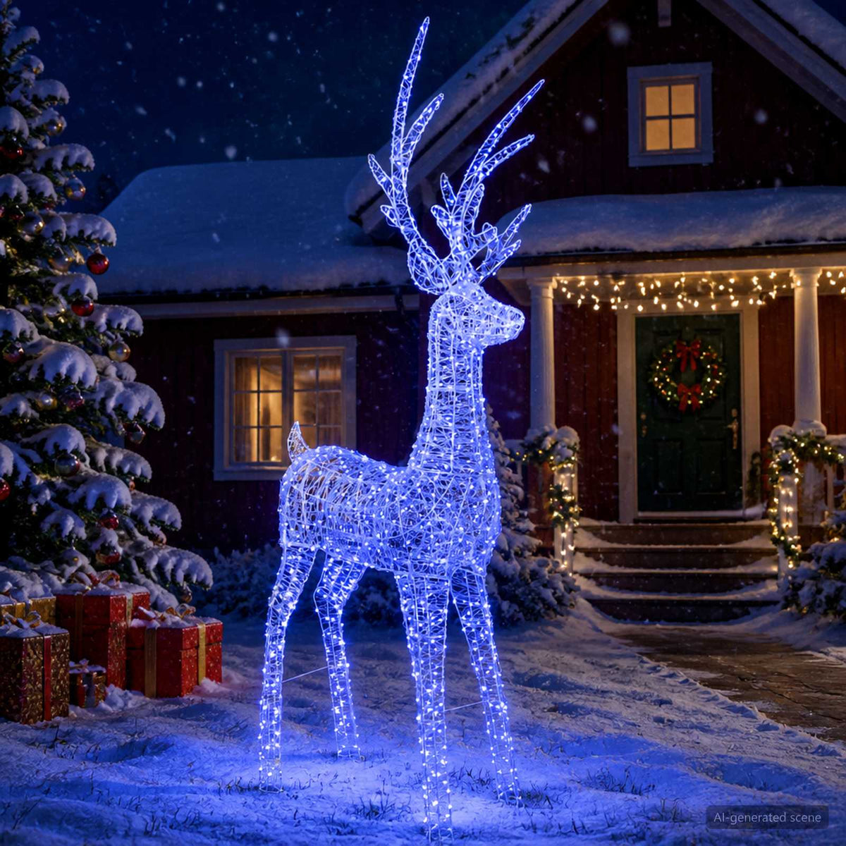 vidaXL Renifer świąteczny LED (motyw świetlny) 1000 LED Niebieski