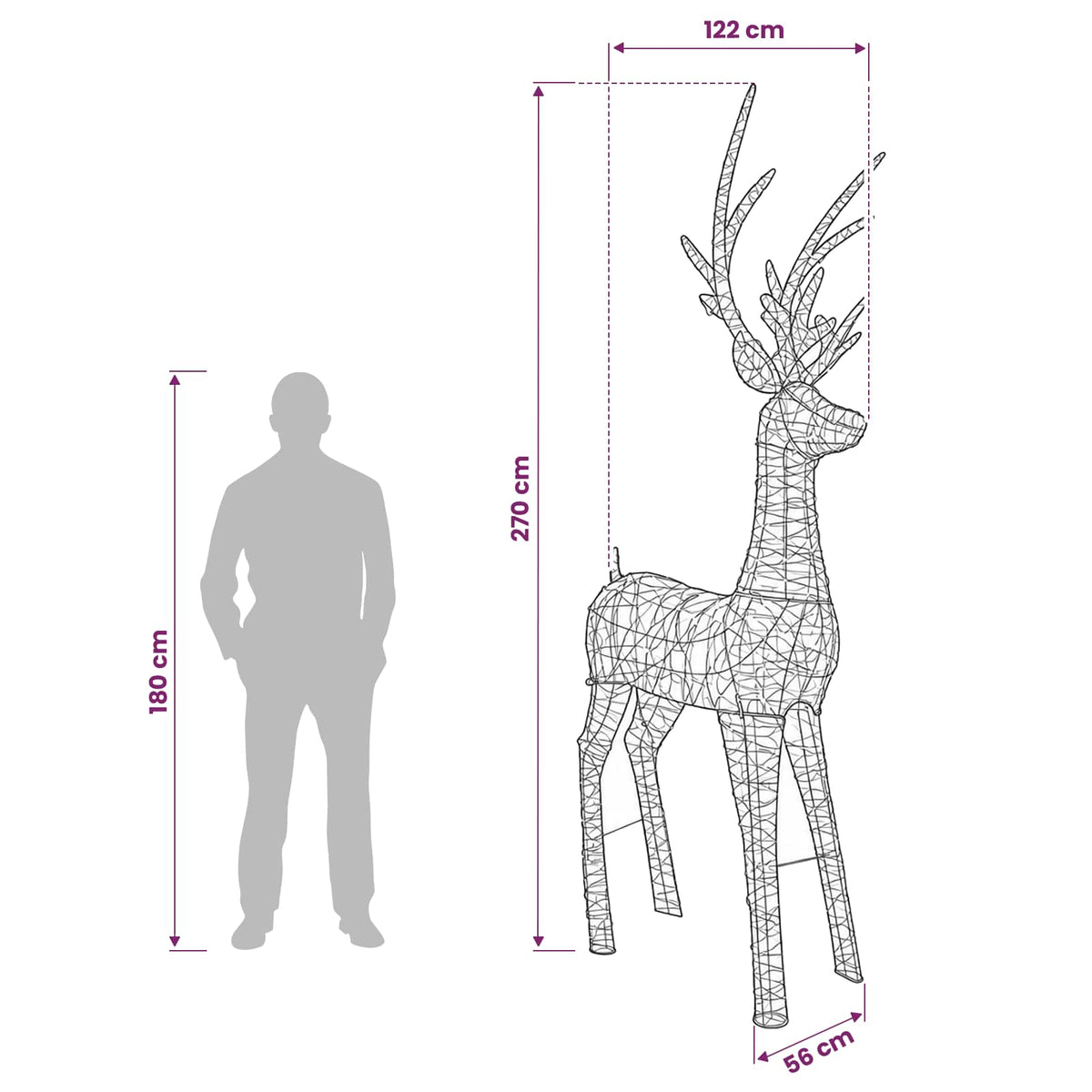 vidaXL Renifer świąteczny LED (motyw świetlny) 1000 LED Niebieski