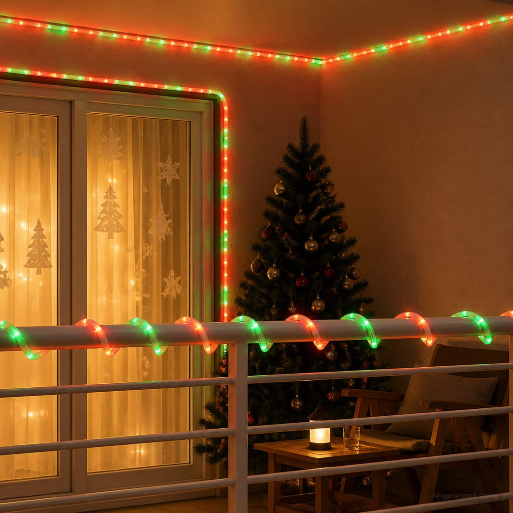vidaXL Świąteczny wąż świetlny LED 2400 LED Czerwony, Zielony 100 m