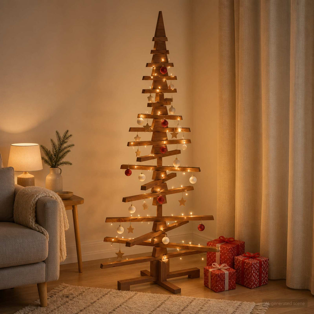 vidaXL Drewniana choinka KOTKA 150 cm Lite drewno sosnowe