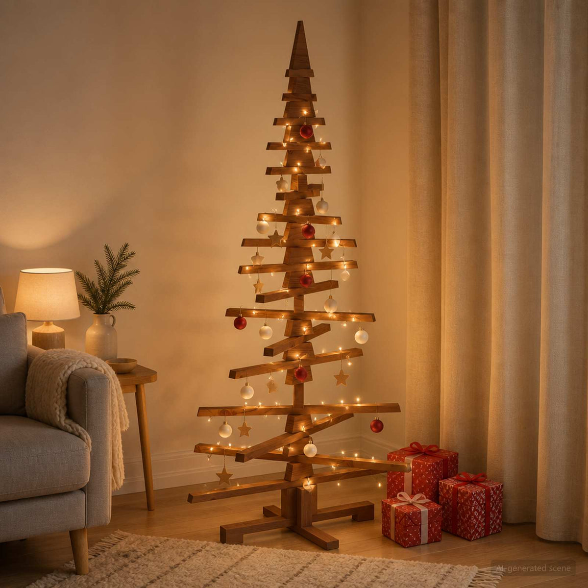 vidaXL Drewniana choinka KOTKA 150 cm Lite drewno sosnowe