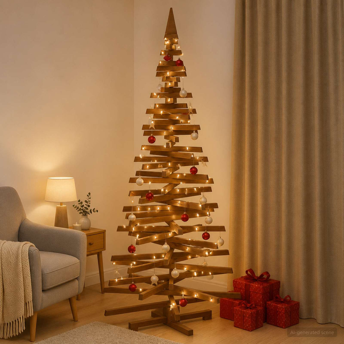 vidaXL Drewniana choinka KOTKA 240 cm Lite drewno sosnowe