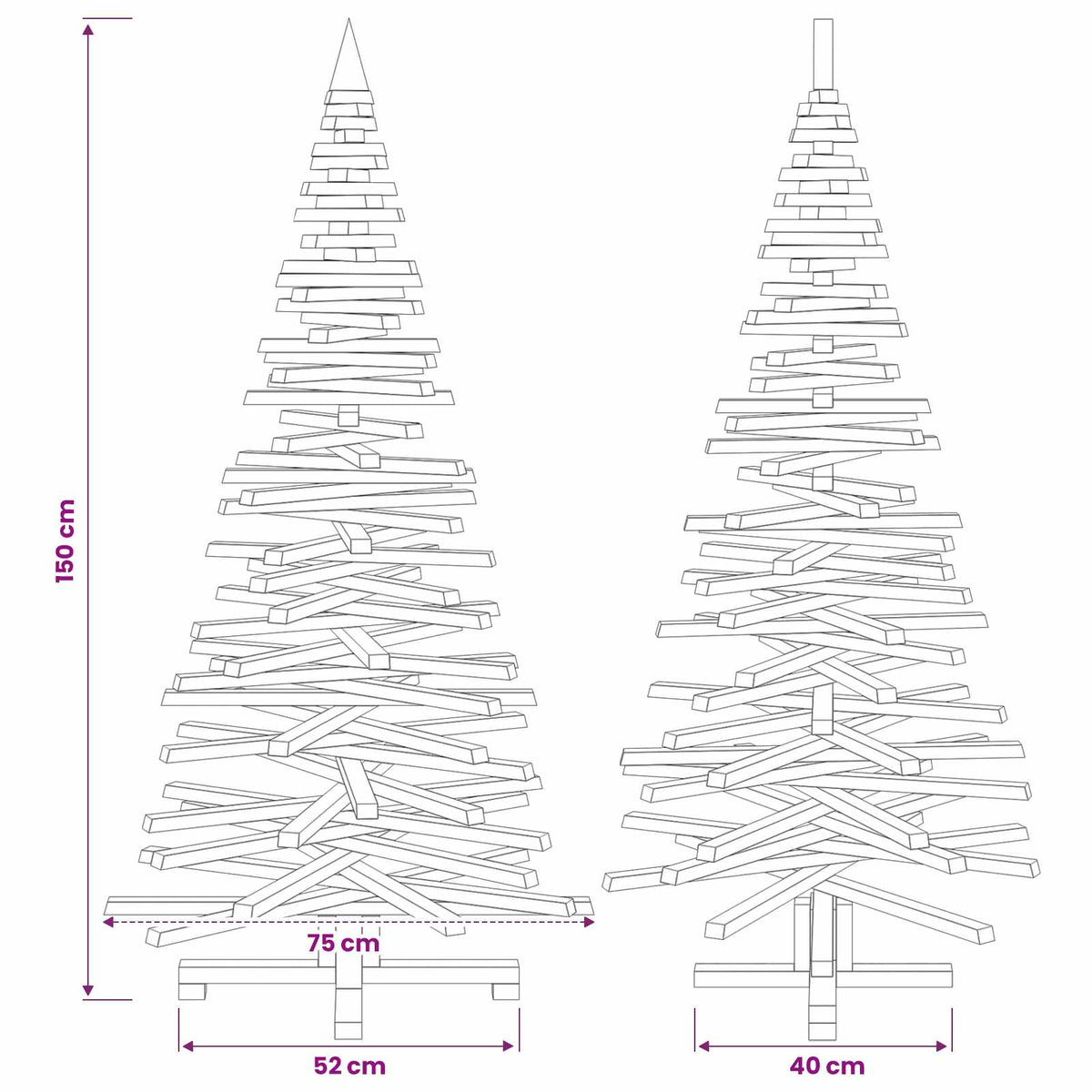 vidaXL Drewniana choinka KOTKA 150 cm Lite drewno sosnowe Naturalny