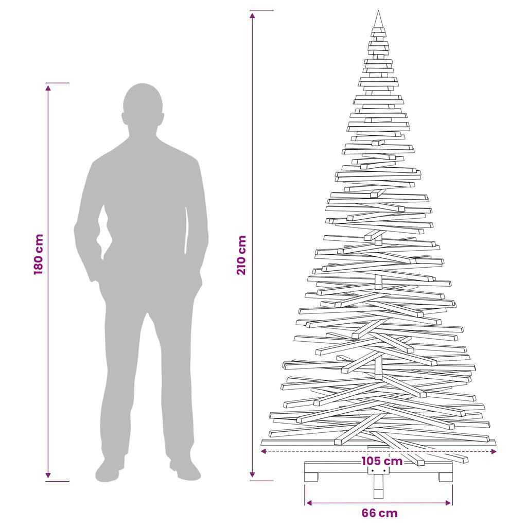 vidaXL Drewniana choinka KOTKA 210 cm Lite drewno sosnowe Naturalny