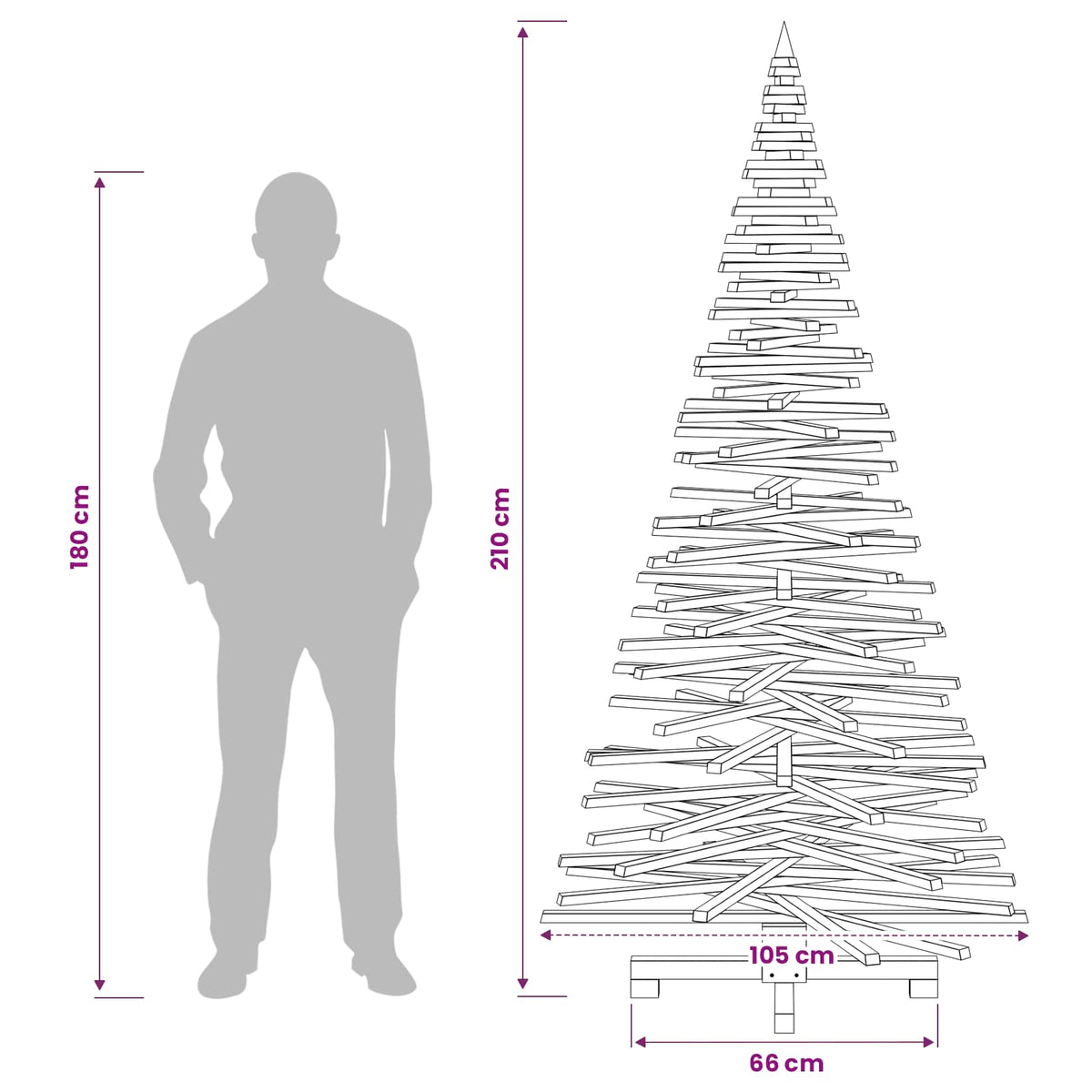 vidaXL Drewniana choinka KOTKA 210 cm Lite drewno sosnowe Naturalny