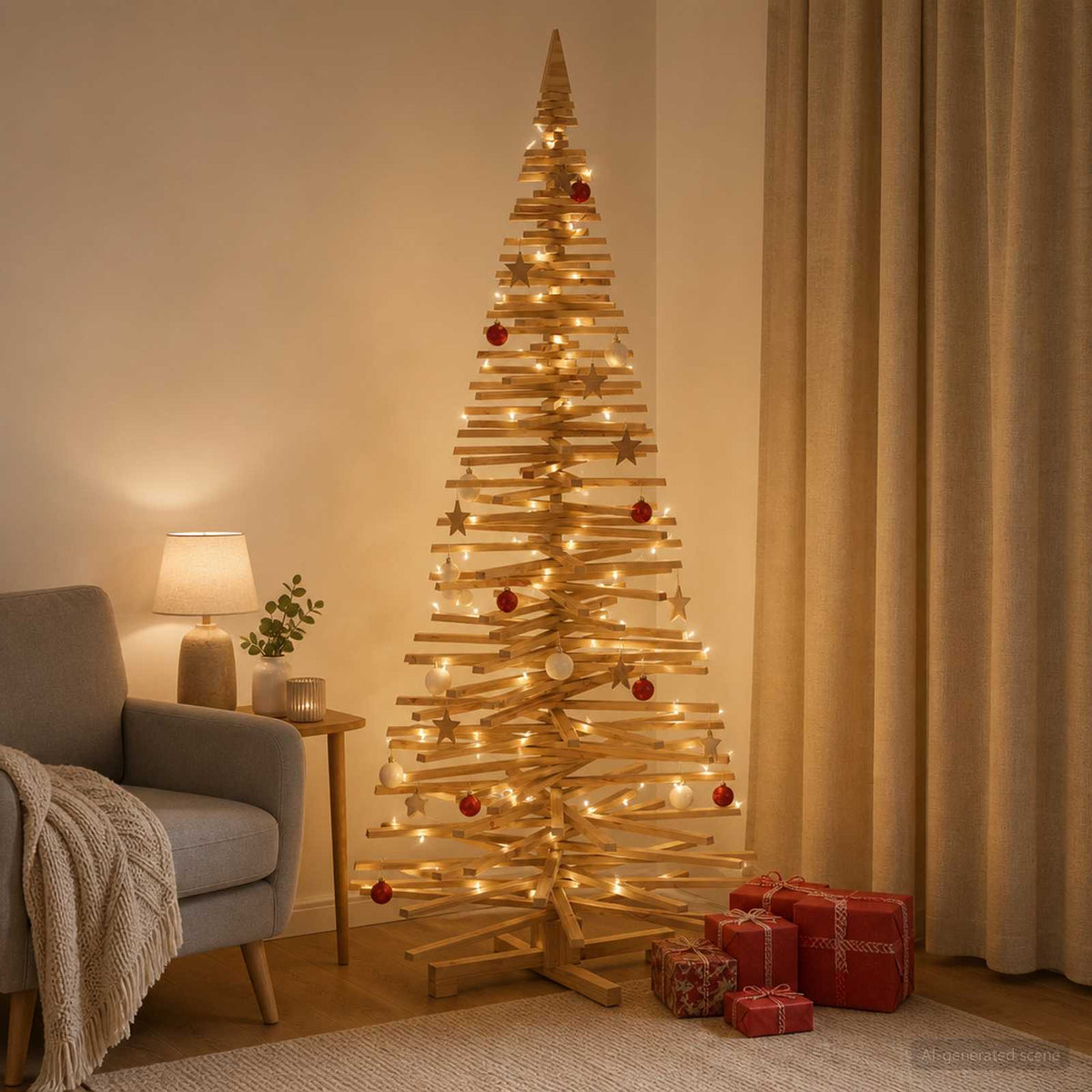 vidaXL Drewniana choinka KOTKA 240 cm Lite drewno sosnowe