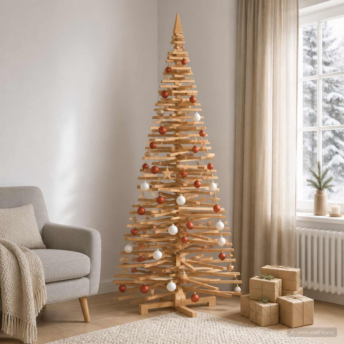 vidaXL Drewniana choinka KOTKA 240 cm Lite drewno sosnowe