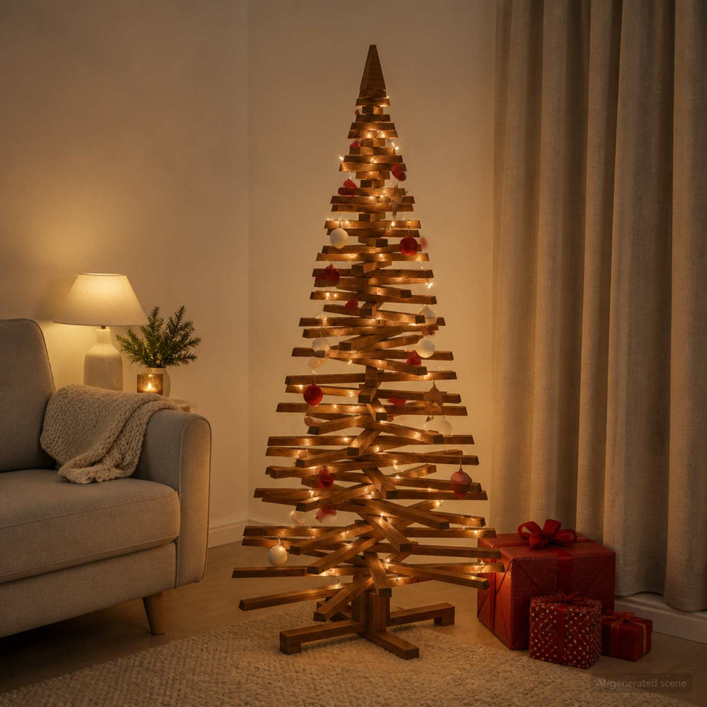 vidaXL Drewniana choinka KOTKA 150 cm Lite drewno sosnowe