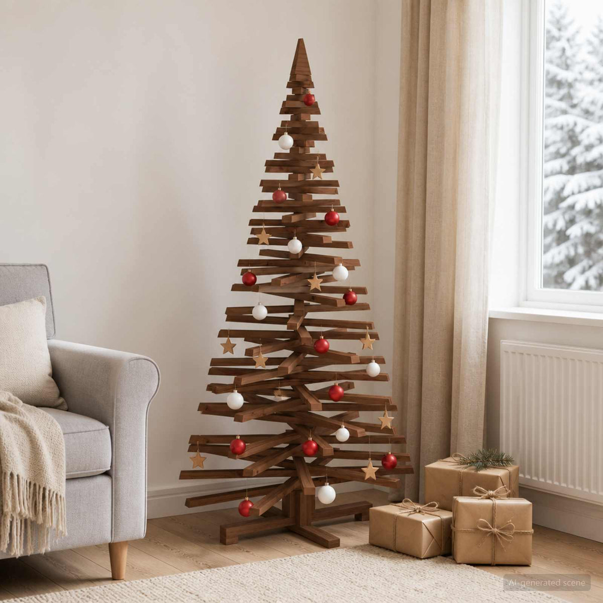 vidaXL Drewniana choinka KOTKA 150 cm Lite drewno sosnowe