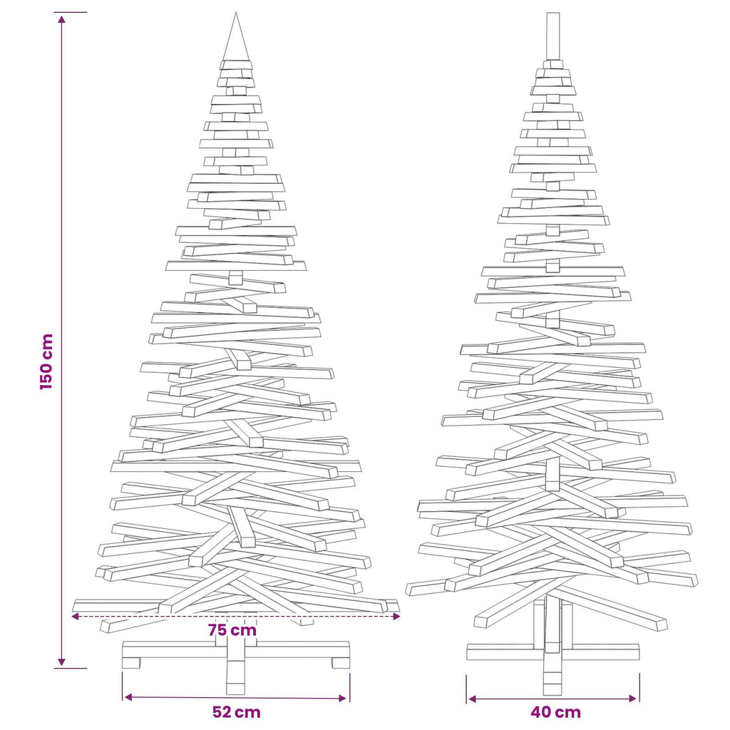 vidaXL Drewniana choinka KOTKA 150 cm Lite drewno sosnowe