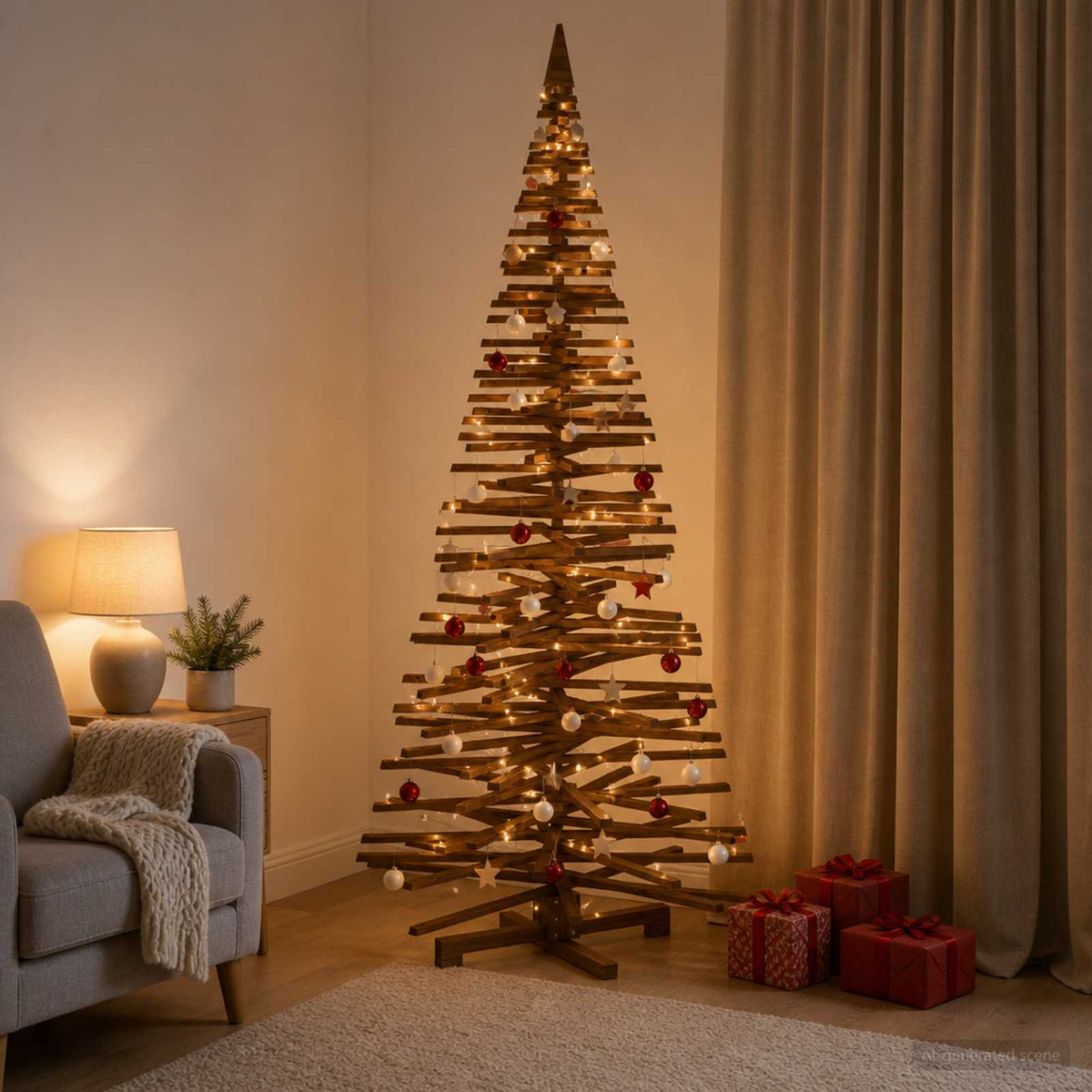 vidaXL Drewniana choinka KOTKA 240 cm Lite drewno sosnowe