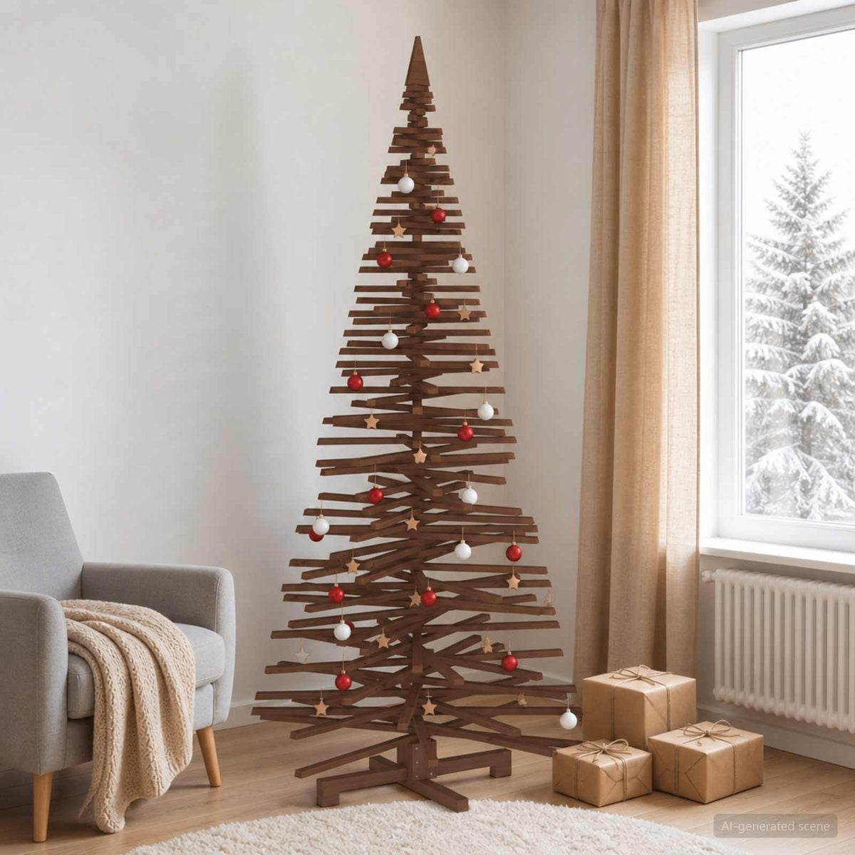 vidaXL Drewniana choinka KOTKA 240 cm Lite drewno sosnowe