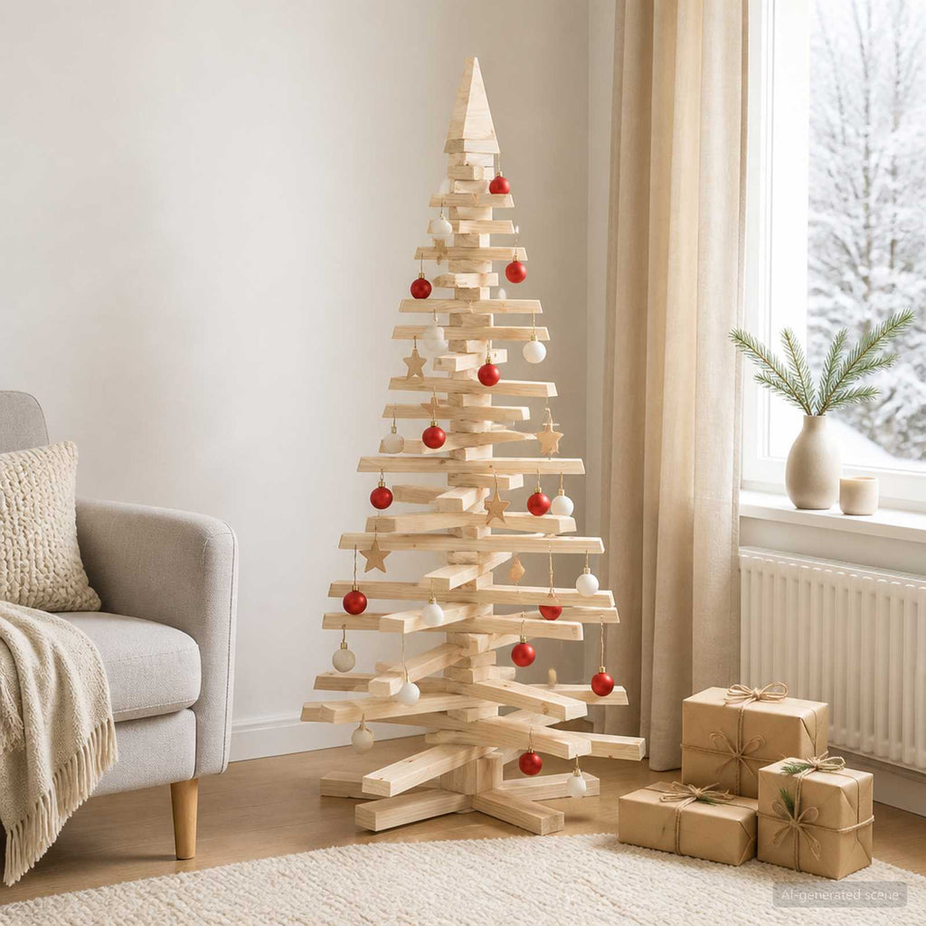 vidaXL Drewniana choinka KOTKA 150 cm Lite drewno sosnowe Naturalny
