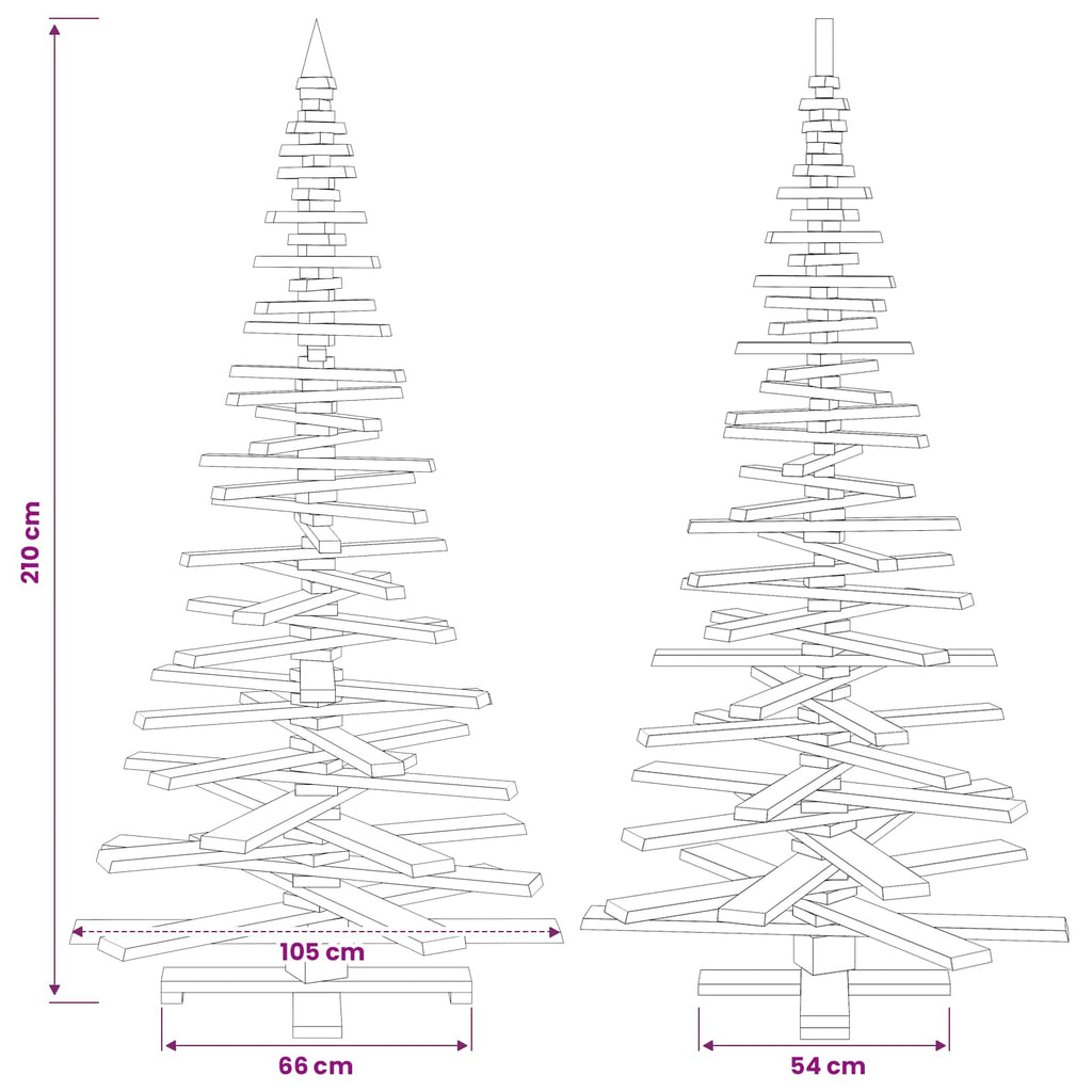 vidaXL Drewniana choinka KOTKA 210 cm Lite drewno sosnowe Naturalny