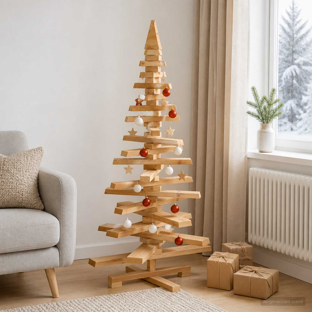 vidaXL Drewniana choinka KOTKA 120 cm Lite drewno sosnowe