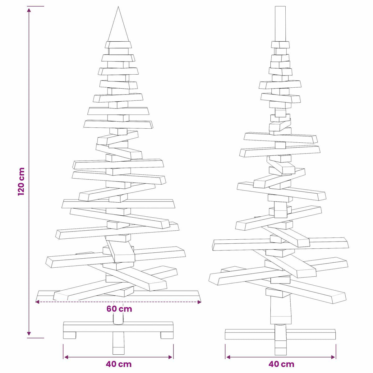 vidaXL Drewniana choinka KOTKA 120 cm Lite drewno sosnowe